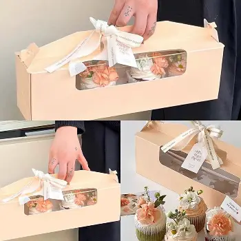 韓系4粒裝杯子蛋糕紙盒  10入