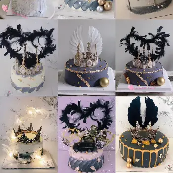 黑色羽毛蛋糕裝飾