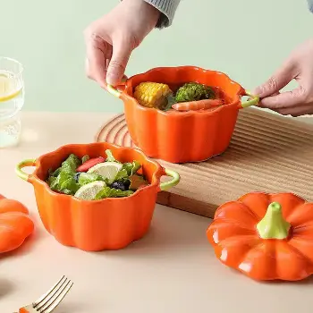 🎃陶瓷碗雙耳南瓜