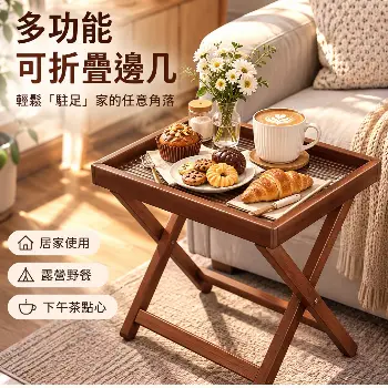 楠竹折疊邊几