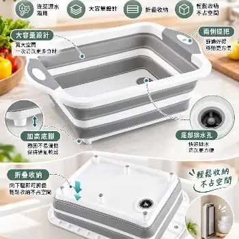 三合一折疊洗菜瀝水盆